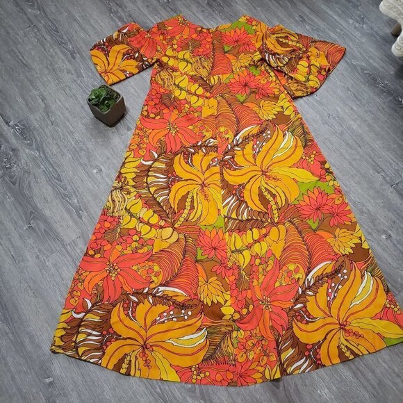 Honolulu Originals Vintage Floral Hawaiian Dress M - Picture 2 of 8